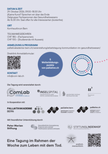 Flyer Arbeitstagung «Kommunikation im Gesundheitswesen – (K)eine Kunst?»