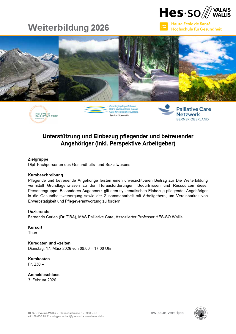 Unterstützung und Einbezug pflegender und betreuender Angehöriger